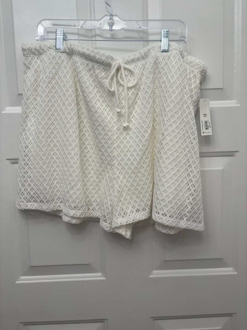 No Boundaries Cream Crochet Lace Drawstring Shorts